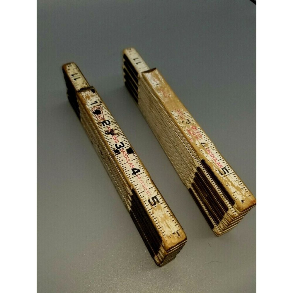 Set of 2 VINTAGE Lufkin  Modular Folding Ruler Brick Mason's 72"